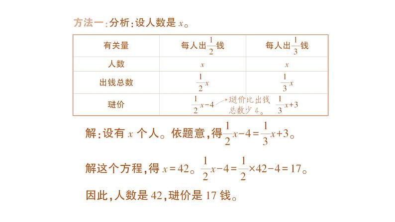 初中数学新北师大版七年级上册5.3第2课时 古代数学问题作业课件2024秋季学期03