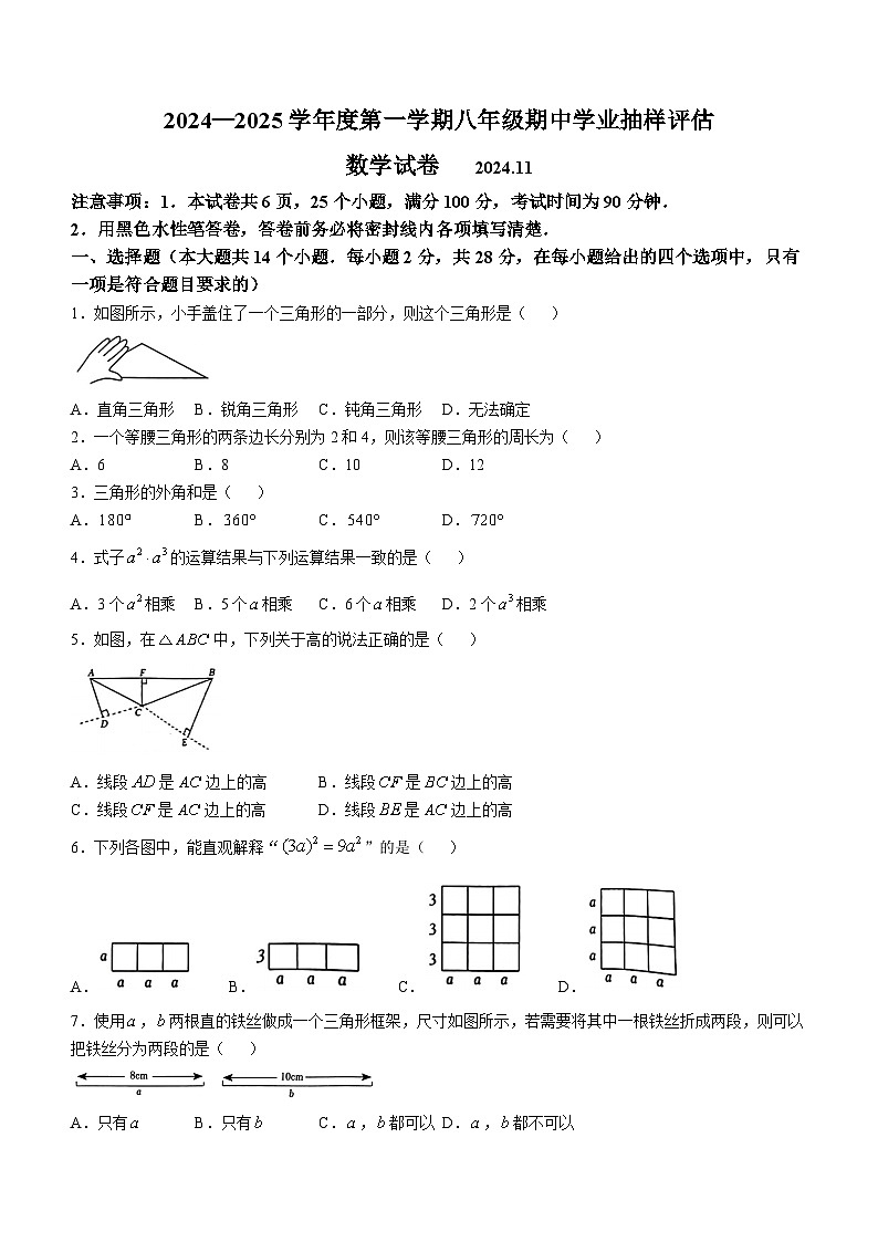 河北省唐山市路南区2024-2025学年八年级上学期期中考试数学试题(无答案)第1页