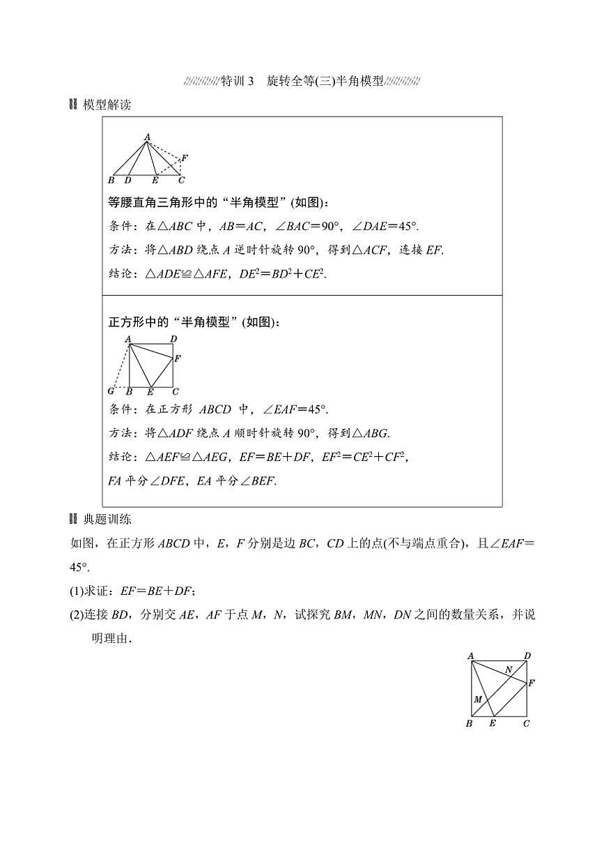 2025年中考数学二轮专题复习～专题一　全等模型高效拆分特训（含答案）第3页