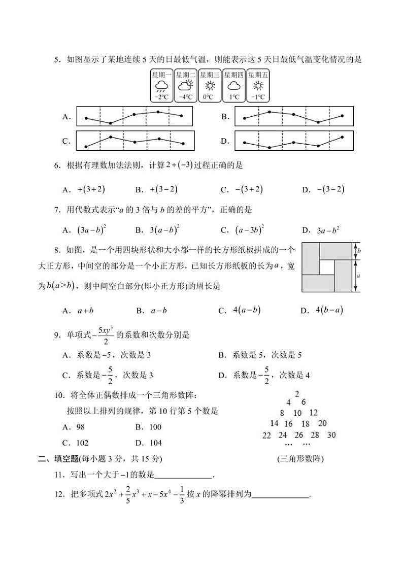 河南省南阳市方城县2024～2025学年七年级(上)期中阶段性调研数学试卷(含答案)第2页