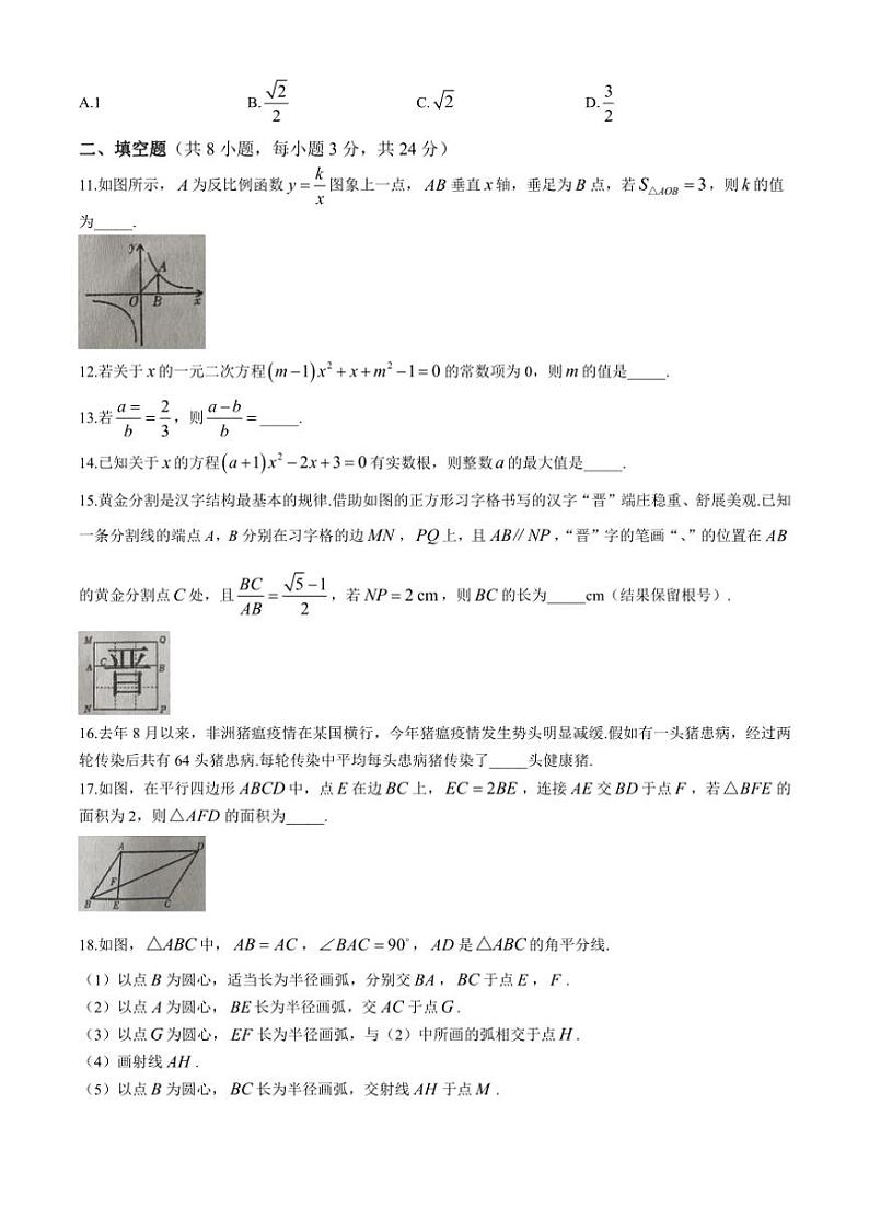 湖南省娄底市娄星区2024—2025学年八年级(上)数学期中试卷(含答案)03