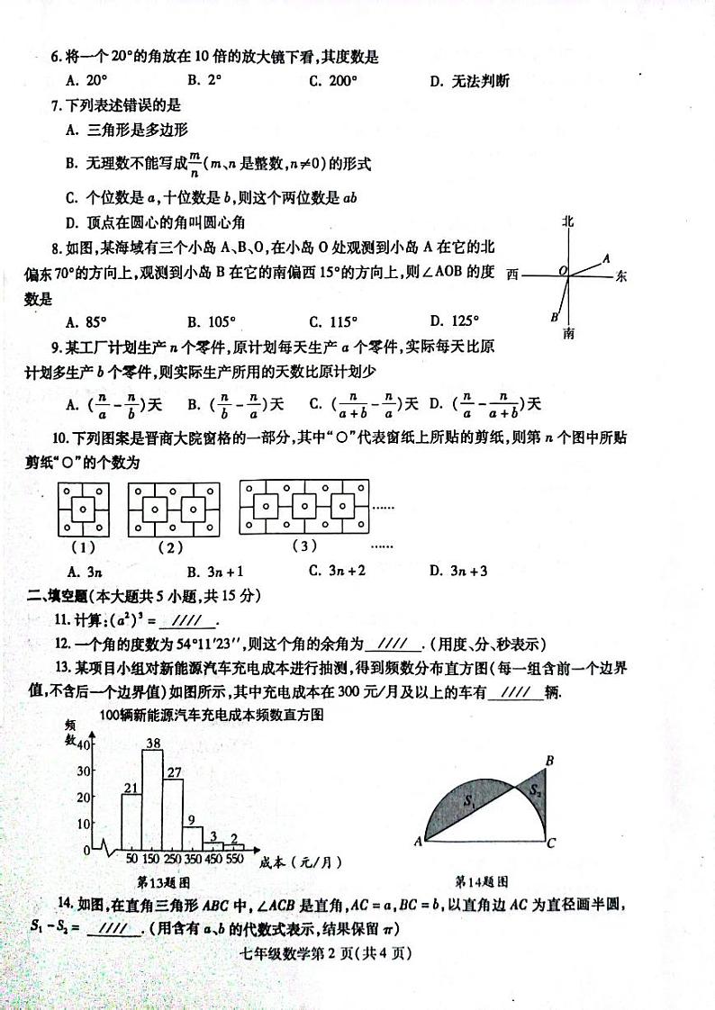 2023-2024学年上期七年级数学期末试卷第2页