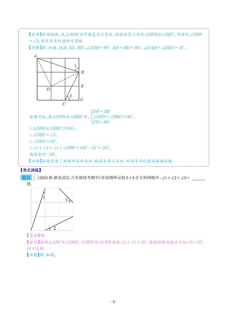 全等图形与全等三角形压轴题五种模型全攻略（解析版）第3页