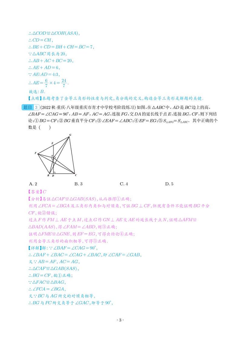 全等三角形经典压轴题型专训（解析版）第3页