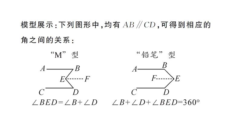 初中数学新华东师大版七年级上册第4章 相交线和平行线基本模型专题 平行线中的“拐点”问题作业课件2024秋第2页