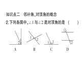 初中数学新华东师大版七年级上册4.1.1 对顶角作业课件2024秋