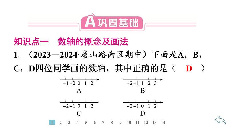 2024统编版数学七年级第一章有理数 1.2.2　数　轴习题课件ppt第3页