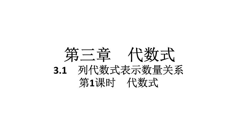 2024统编版数学七年级第三章代数式3.1列代数式表示数量关系 第1课时　代数式习题课件ppt第1页