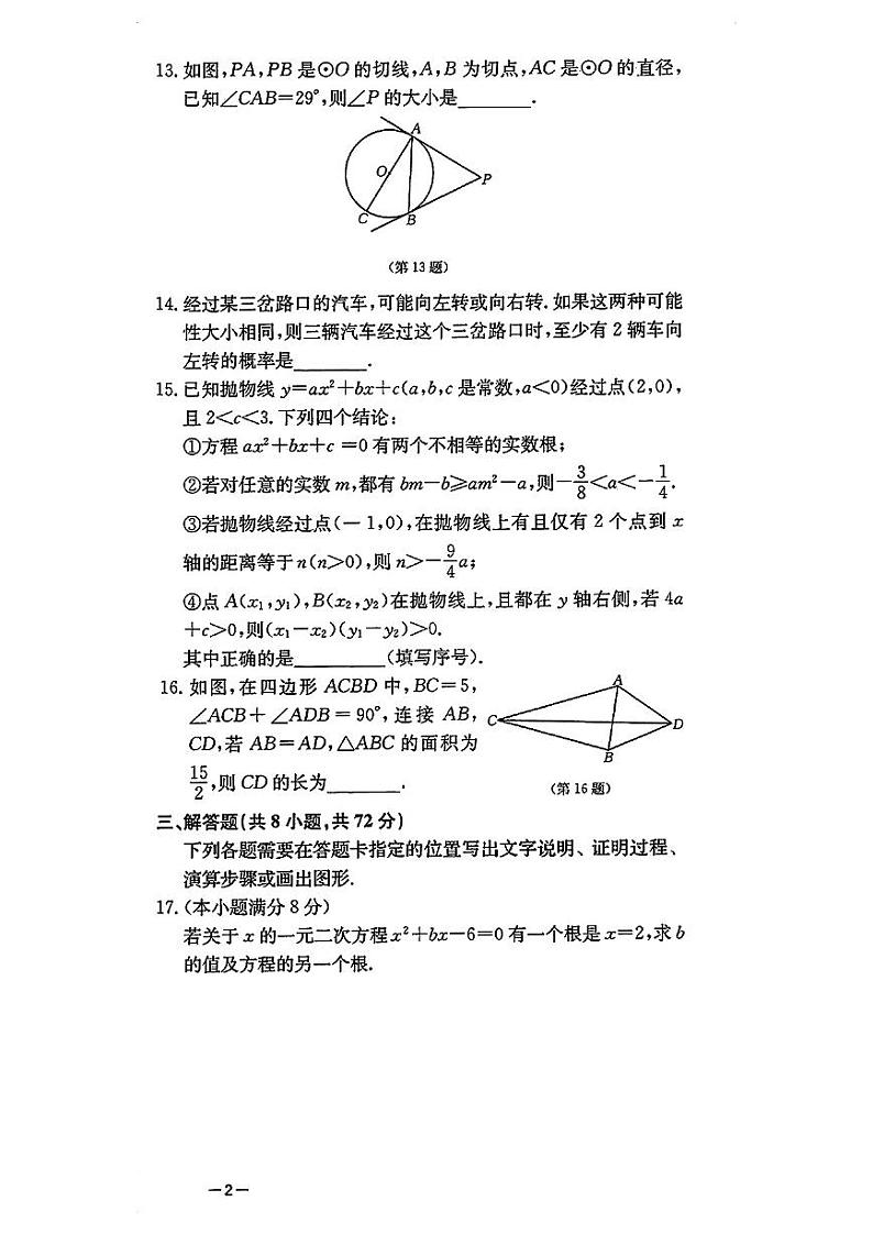 2024年湖北省新中考数学元调模拟卷（含答案）第3页