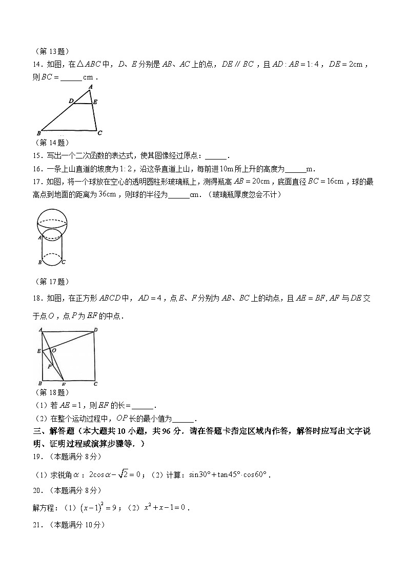 2023-2024学年江苏省无锡市惠山区九年级（上）期末数学试卷03