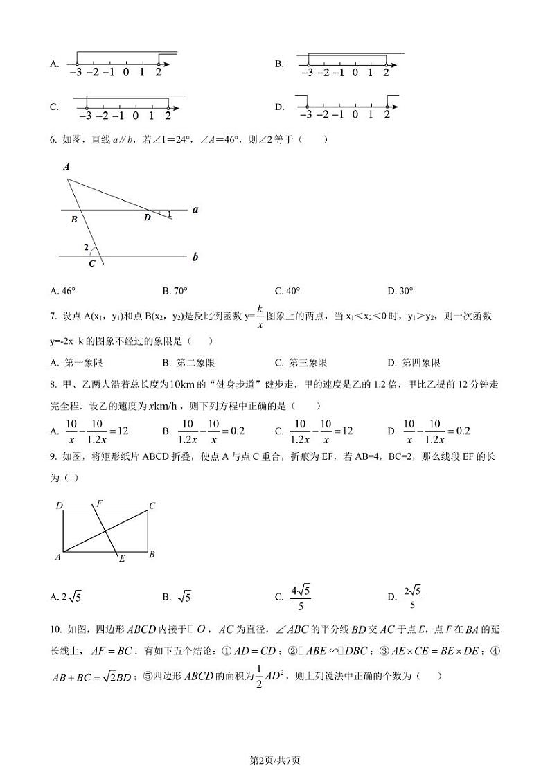 2024年山东省淄博市临淄区中考一模数学试题（原卷版+解析版）第2页