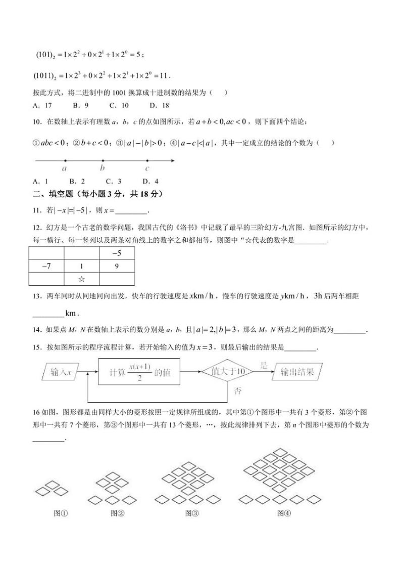 2024～2025学年内蒙古自治区赤峰市松山区七年级(上)期中数学试卷(含答案)第2页