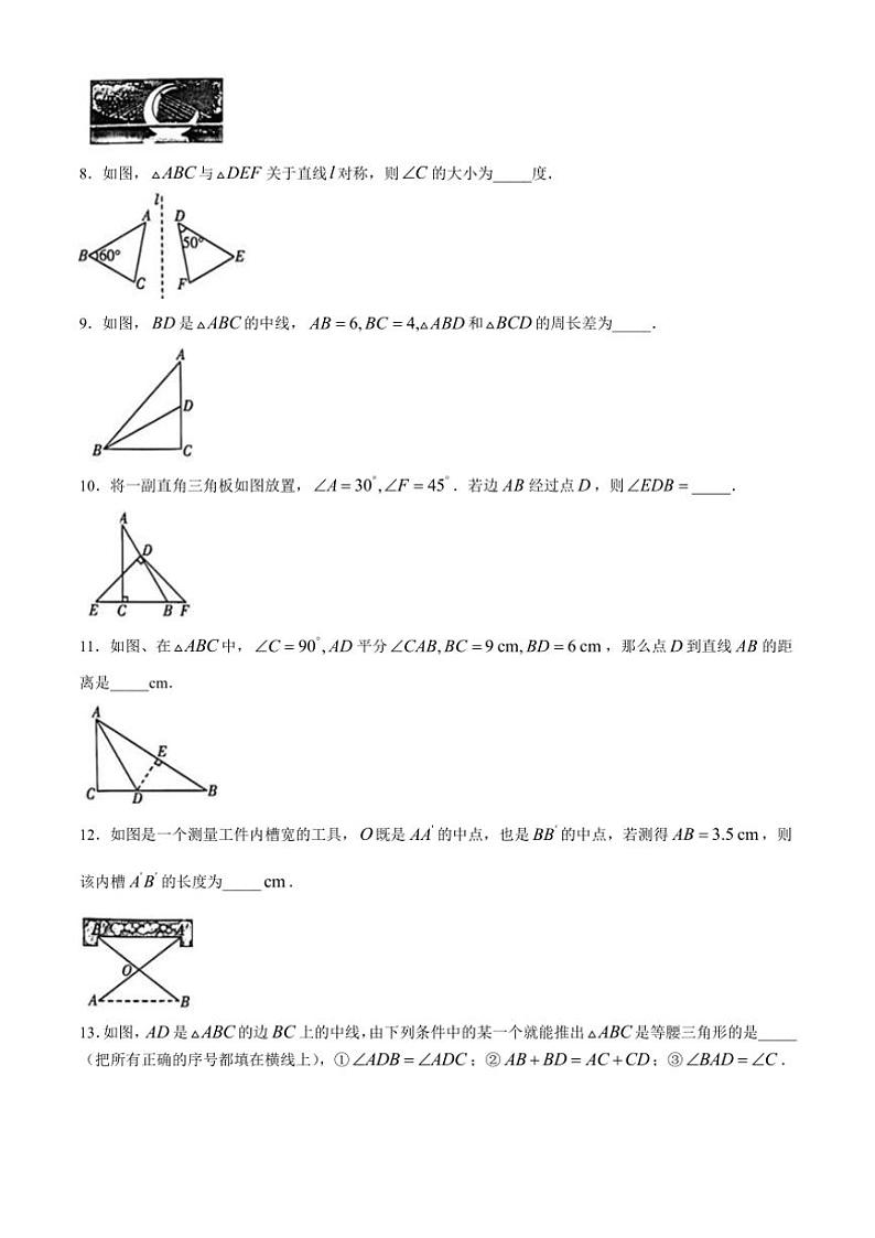2024—2025学年吉林省名校调研系列试卷八年级(上)数学期中测试卷(含答案)第2页