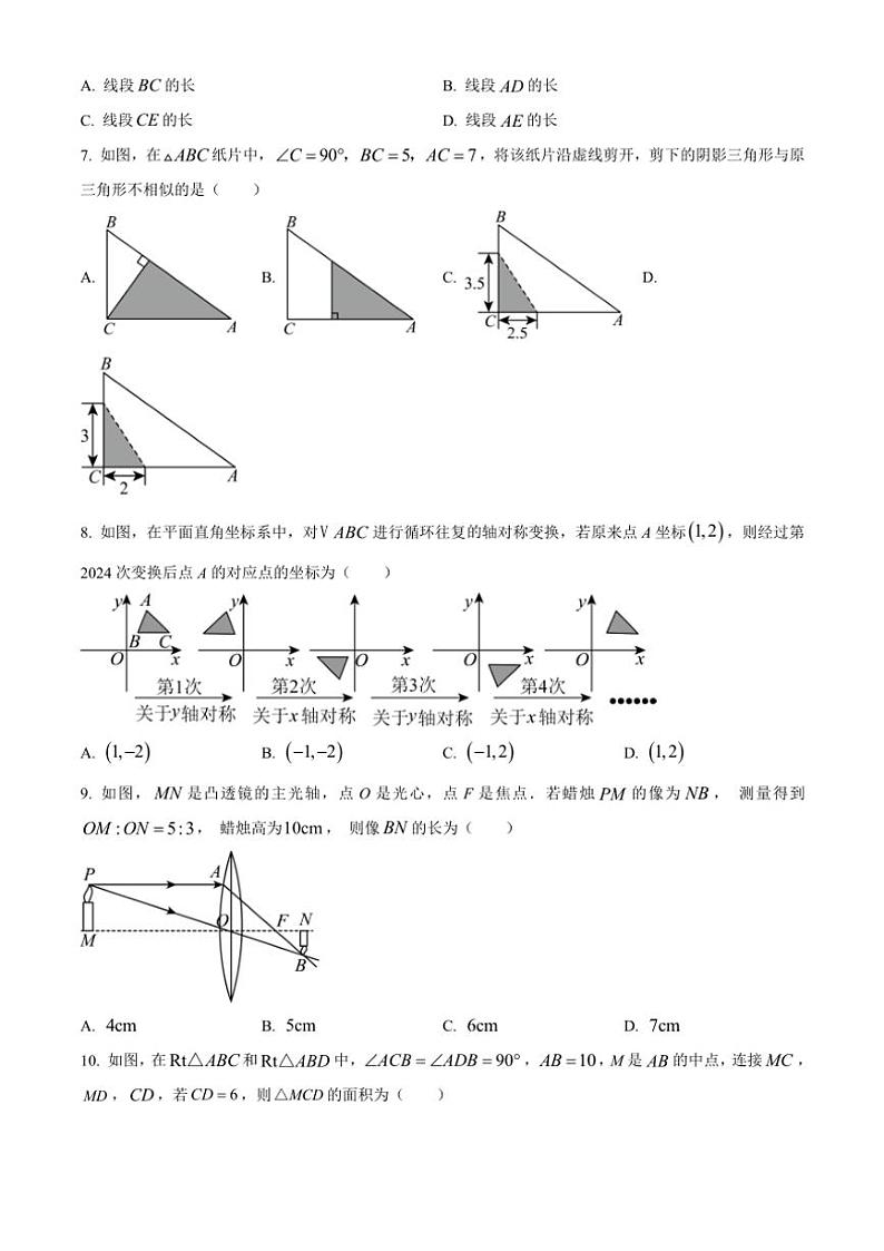2024～2025学年河南省周口市商水县九年级(上)期中数学试卷(含简单答案)第2页