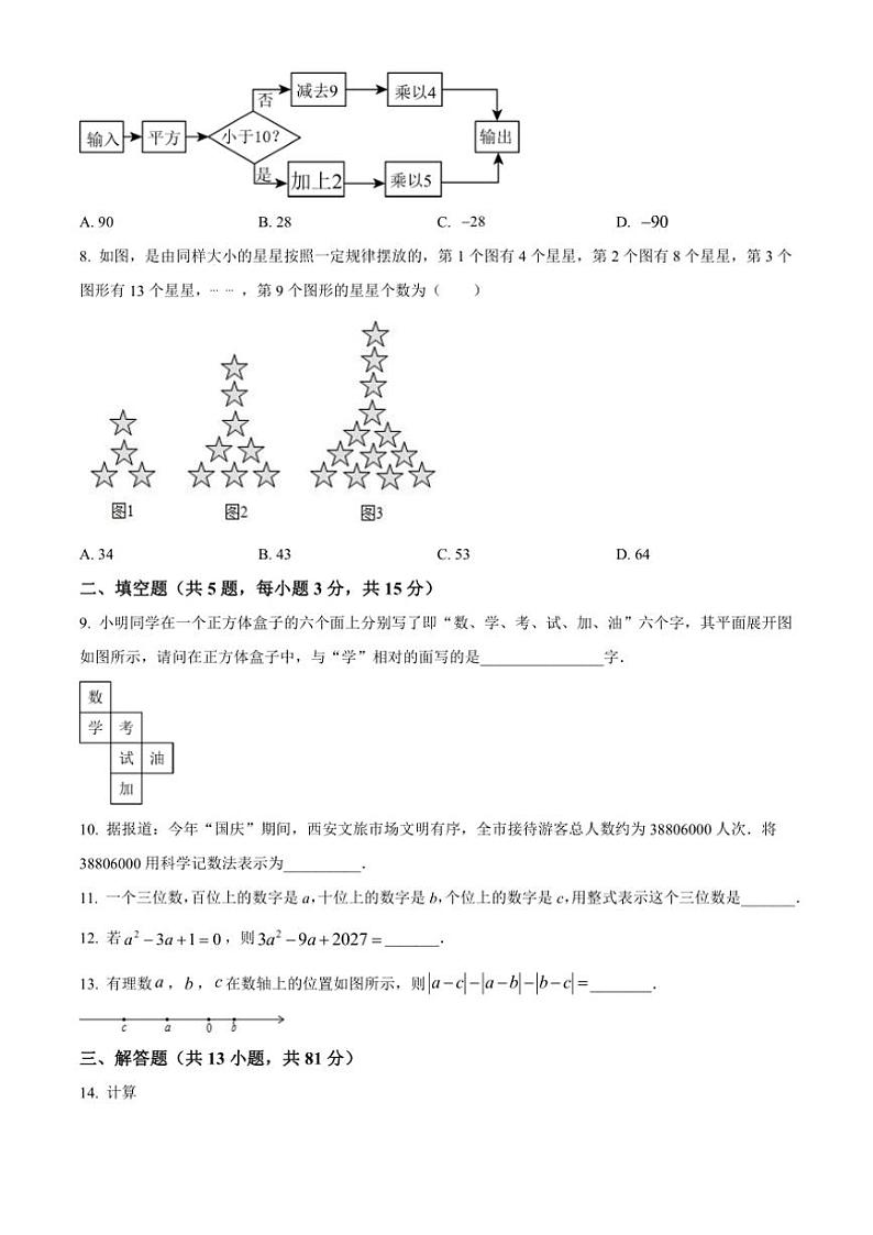 陕西省西安国际港务区高新一中陆港中学2024～2025学年七年级(上)数学期中试卷(含答案)第2页