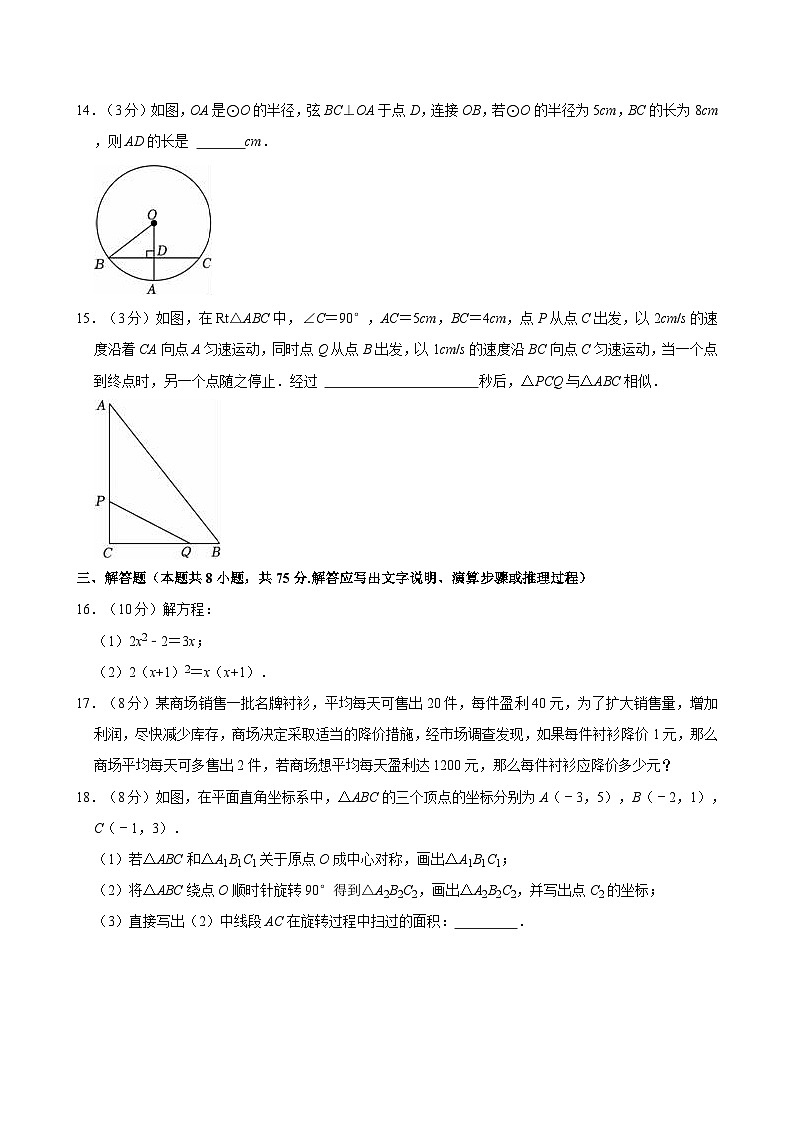 辽宁省大连市普兰店区2024-2025学年九年级上学期期中考试数学试卷第3页
