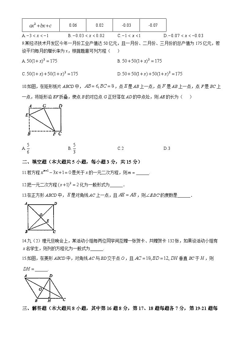 广东省茂名市崇文学校2024-2025学年九年级上学期10月月考数学试卷(无答案)第2页