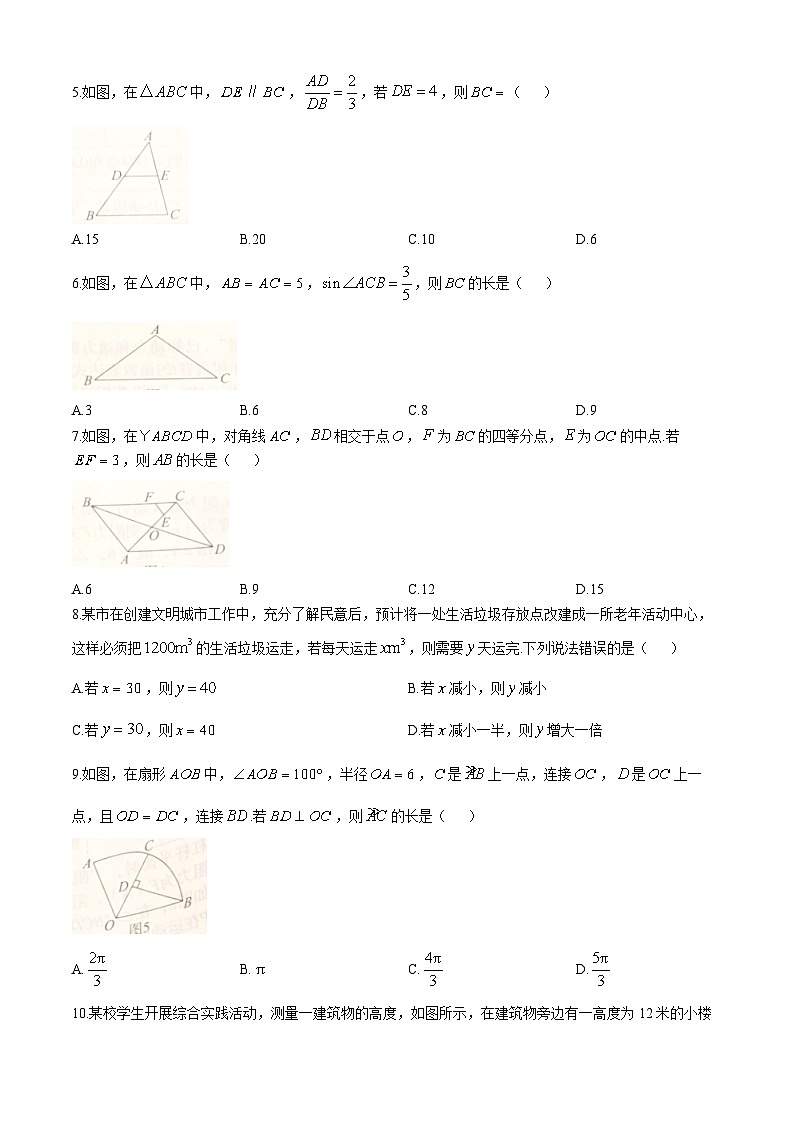 河北沧州市沧县2024—2025学年上学期九年级期中数学试卷 (无答案)第2页
