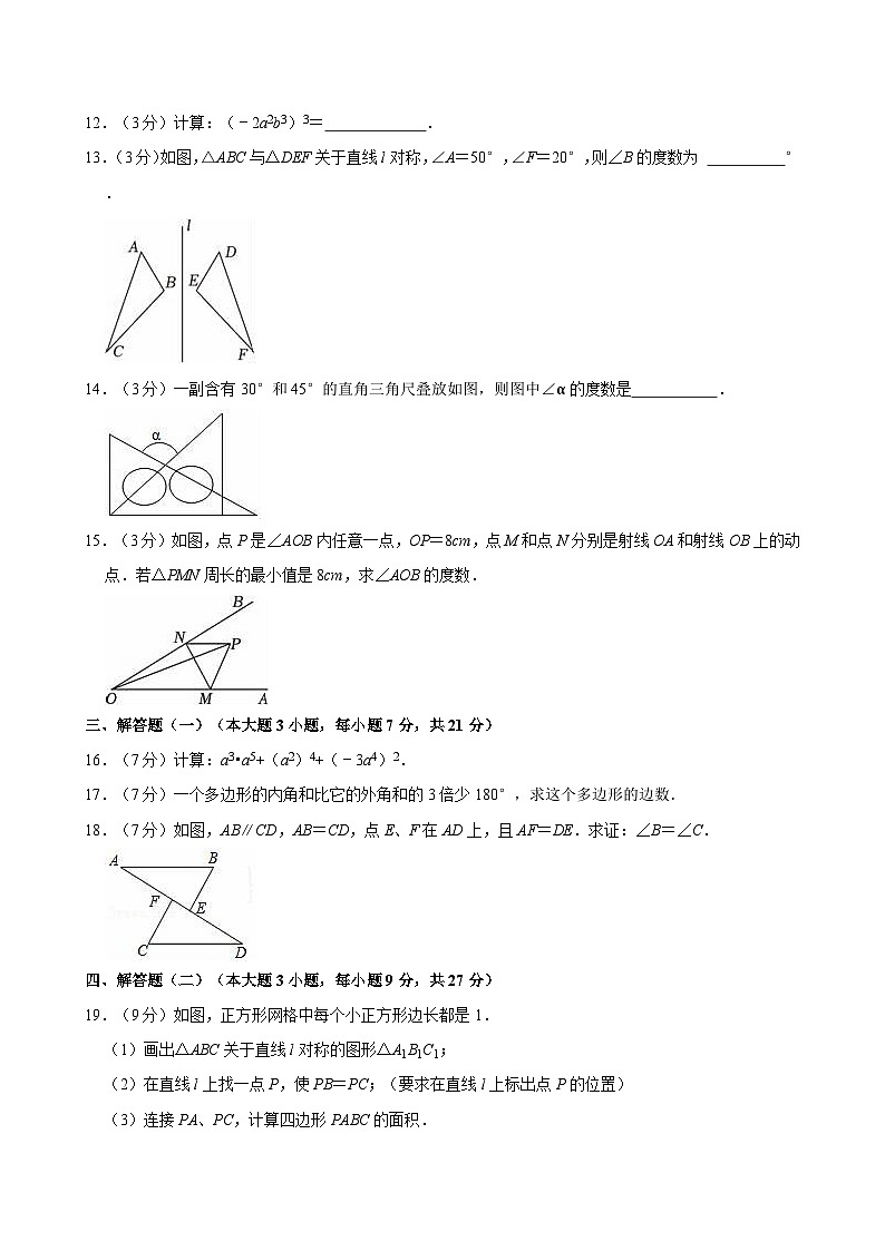 广东省惠州市惠东县2024-2025学年八年级上学期期中数学试卷第3页