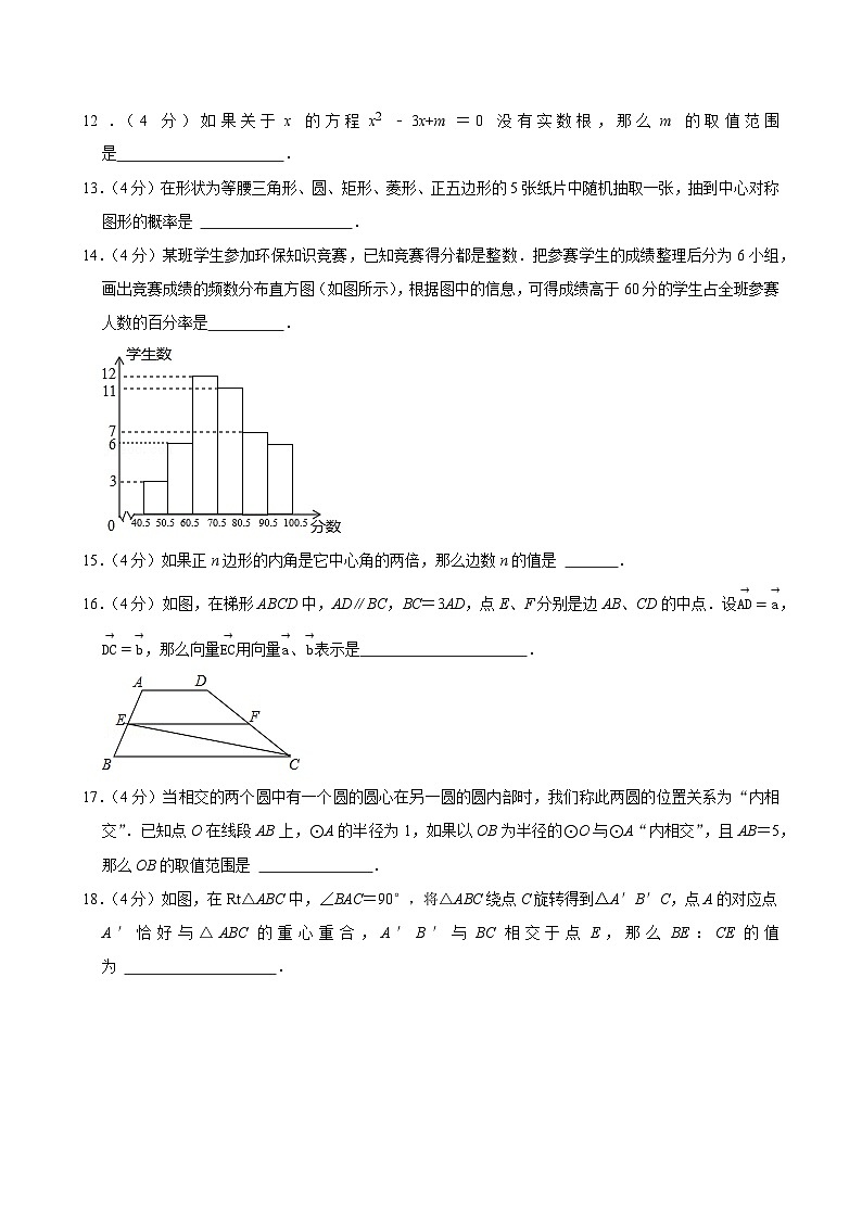 2024年上海市黄浦区中考数学三模试卷第2页