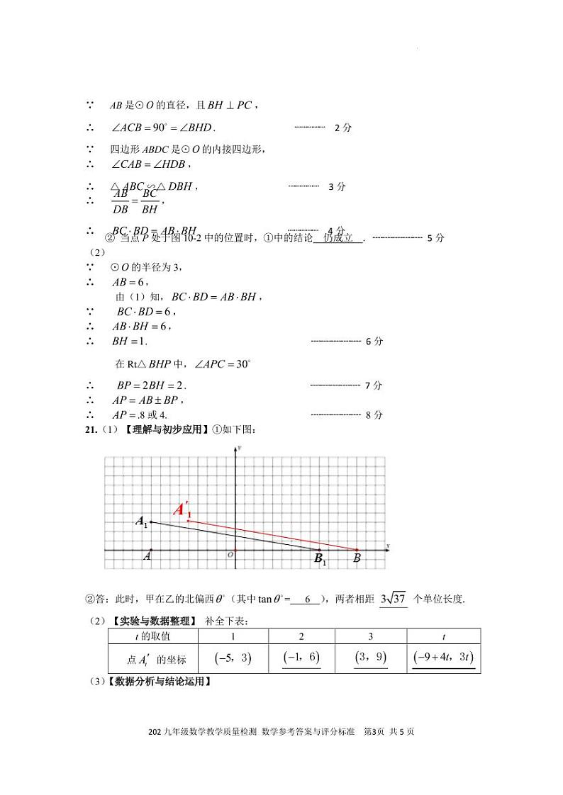 广东省深圳市福田区八校2022-2023学年九年级5月质量检测联考数学答案第3页