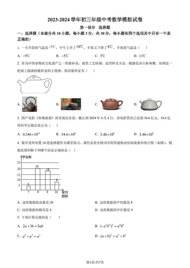 2024年广东省深圳市罗湖外语实验学校中考三模数学试题（原卷版+解析版）第1页