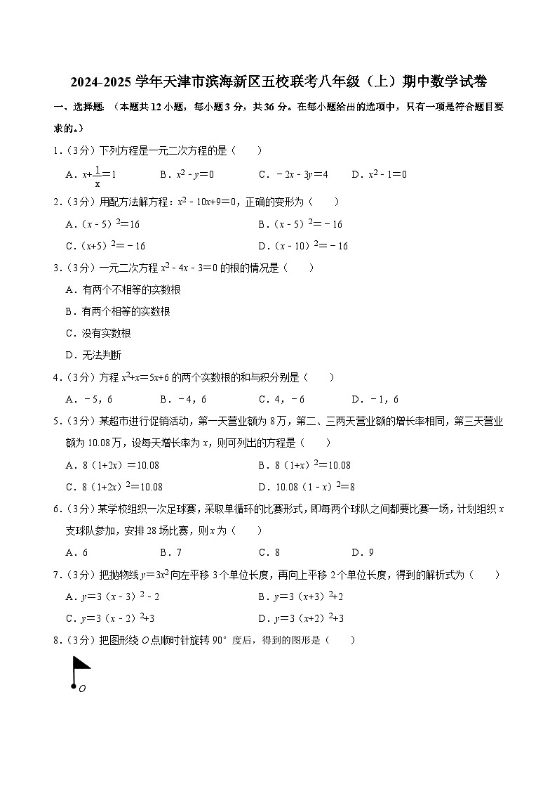 天津市滨海新区五校联考2024-2025学年八年级上学期期中数学试卷第1页