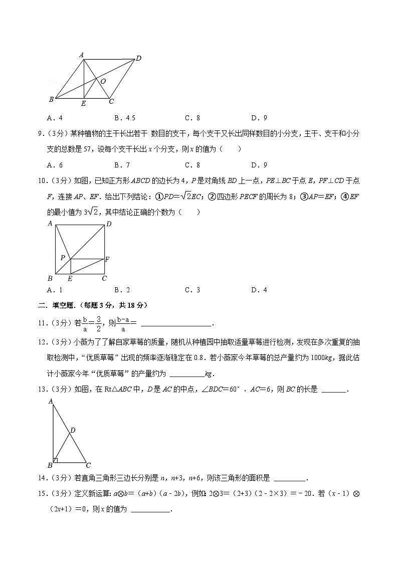 广东省河源市龙川县2024-2025学年九年级上学期期中数学试卷第2页