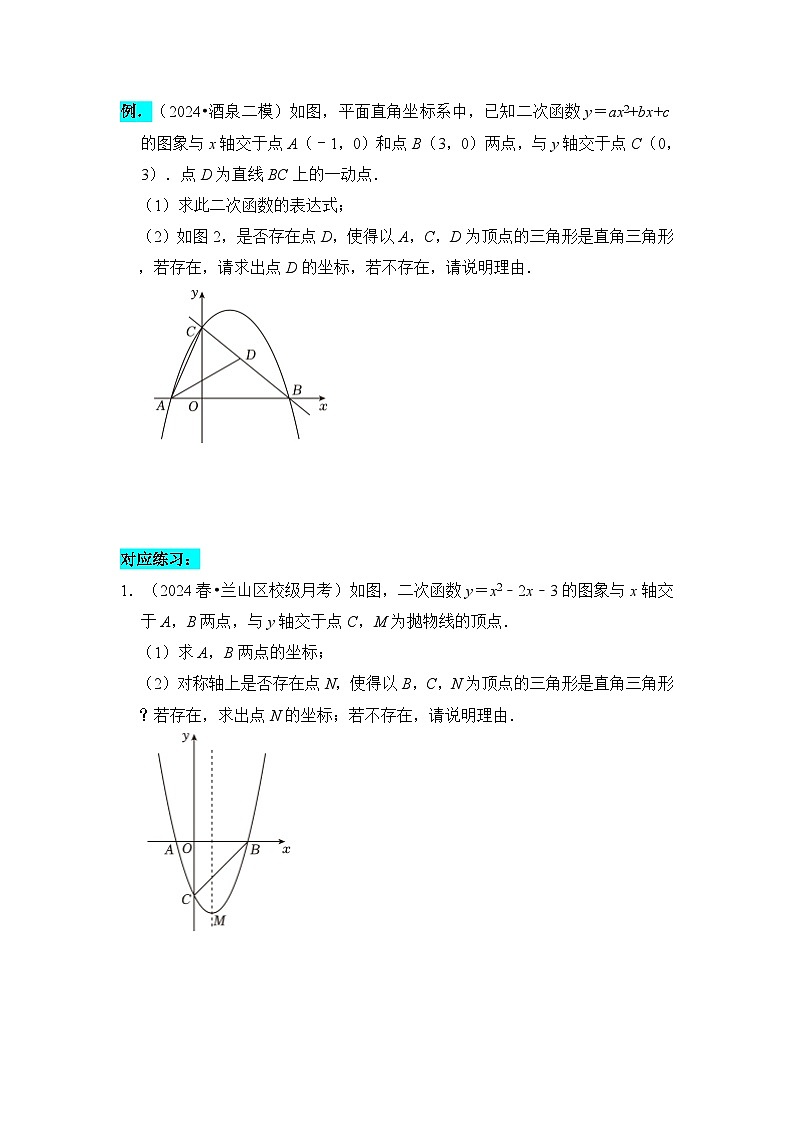 全国通用  中考数学 二次函数压轴题专题练习 12直角三角形存在性问题（不含答案版）第3页