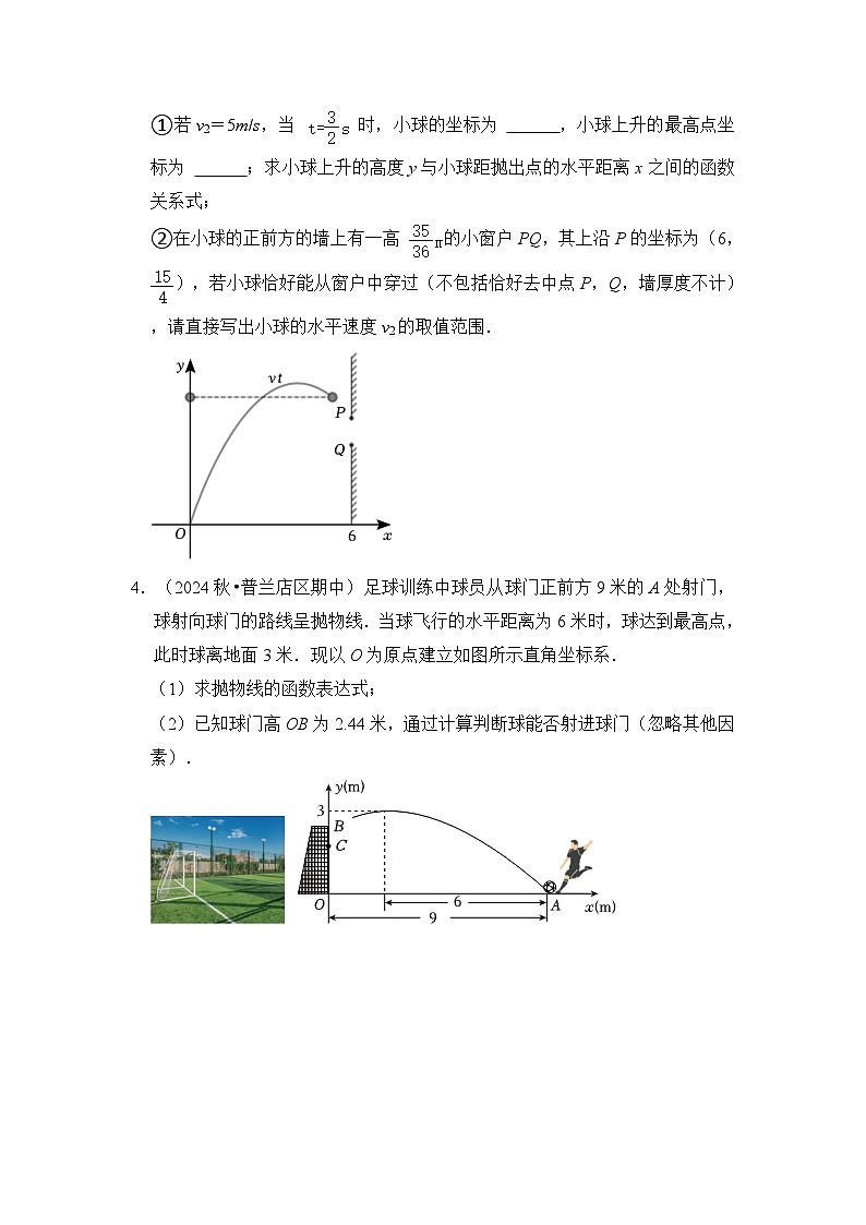 全国通用  中考数学 二次函数压轴题专题练习 23实际应用之球类运动问题（不含答案版）第3页