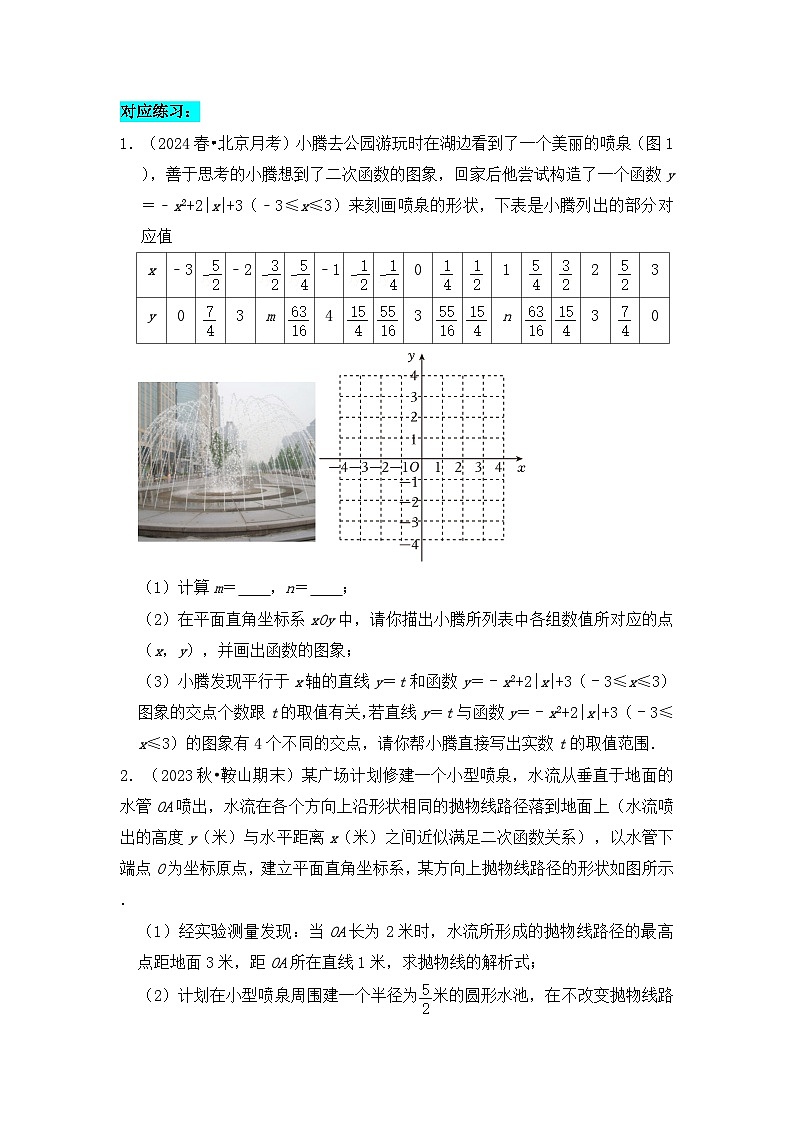 全国通用  中考数学 二次函数压轴题专题练习 25实际应用之喷泉问题（不含答案版）第2页
