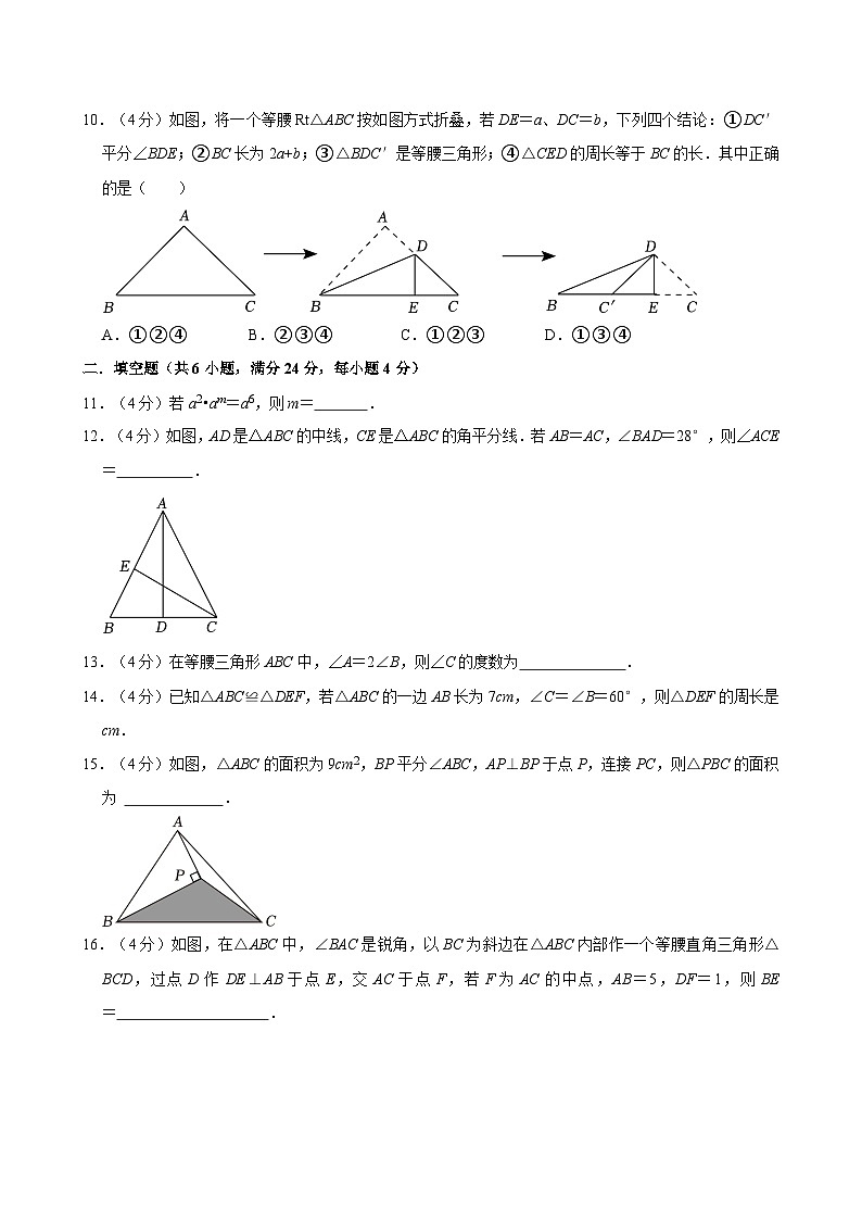 福建省厦门大学附属科技中学2024-2025学年八年级上学期数学期中模拟试卷第3页