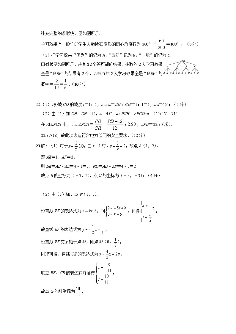 2023年中考数学模拟试卷四答案第2页