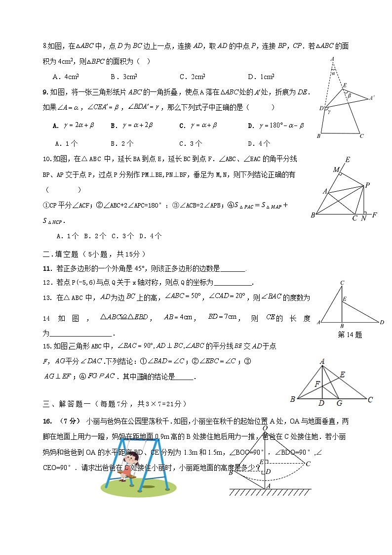 广东省惠州市知行学校2024-2025学年八年级上学期期中考试数学试卷第2页