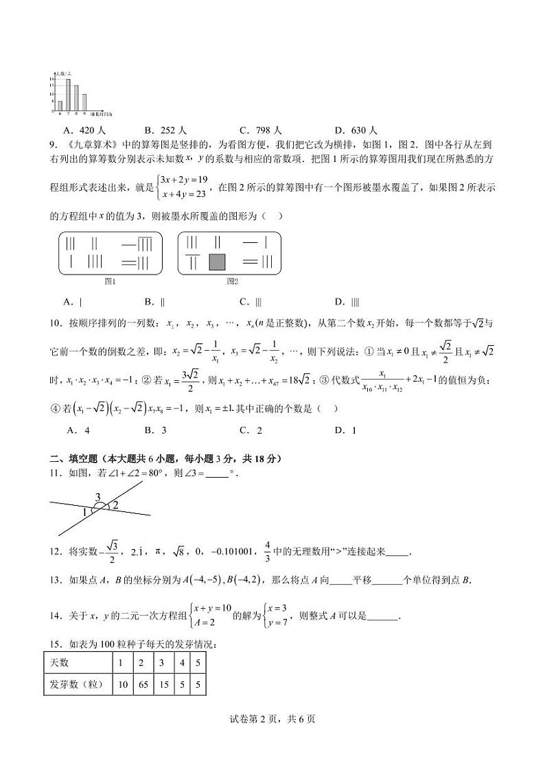 湖南长沙2024—2025学年上学期八年级开学摸底考数学试题（含答案）第2页