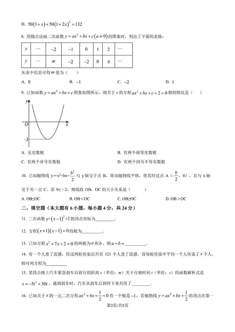 厦门一中2024-2025学年九年级上册10月月考数学试题（原卷版+解析版）第2页