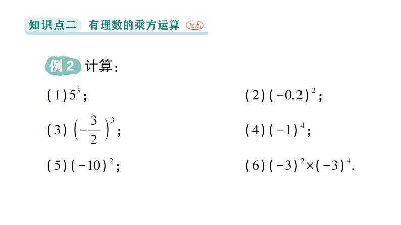 初中数学新华东师大版七年级上册1.11第1课时 有理数的乘方作业课件（2024秋）第7页