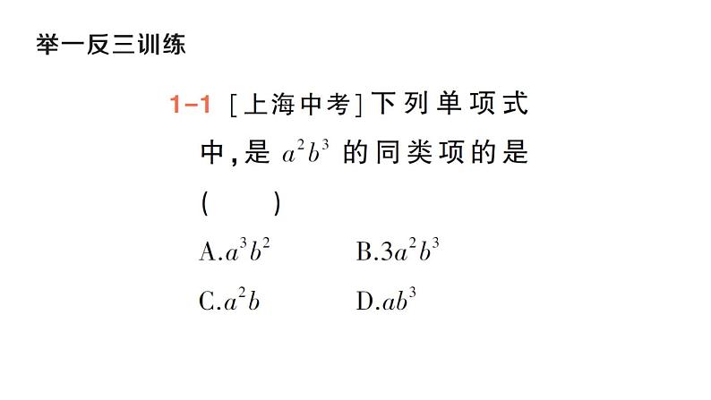 初中数学新华东师大版七年级上册2.4.1 同类项作业课件（2024秋）05