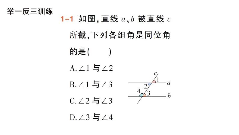 初中数学新华东师大版七年级上册4.1.3 同位角、内错角、同旁内角作业课件（2024秋）第4页