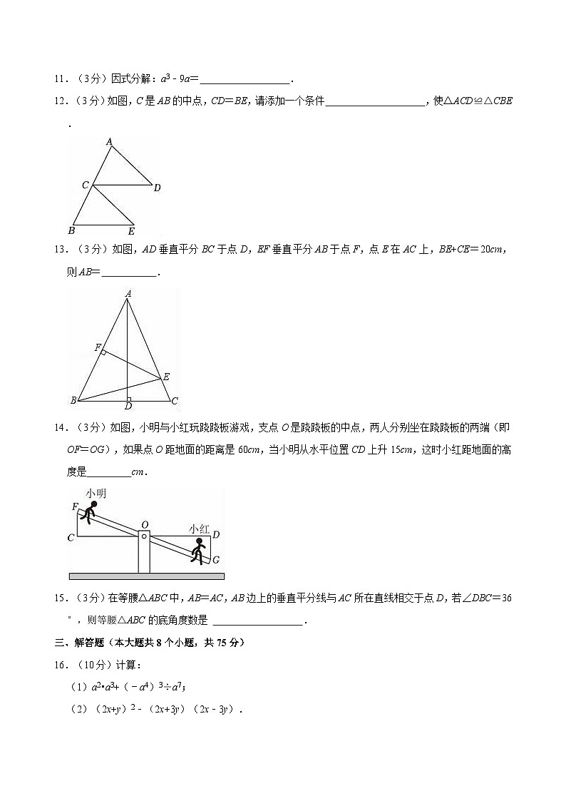河南省安阳五中教育集团2024-2025学年八年级上学期期中数学试卷第3页