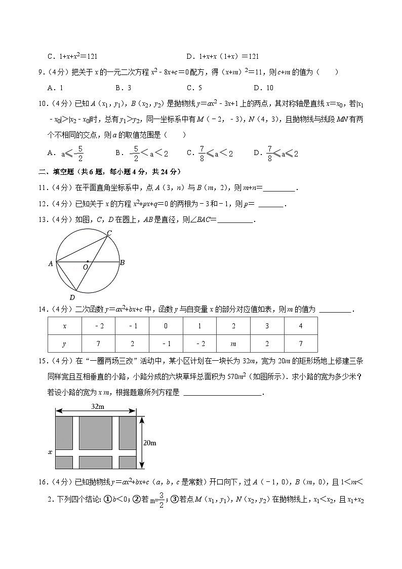 福建省厦门海沧实验中学2024~2025学年上学期 九年级年数学期中考试卷第2页
