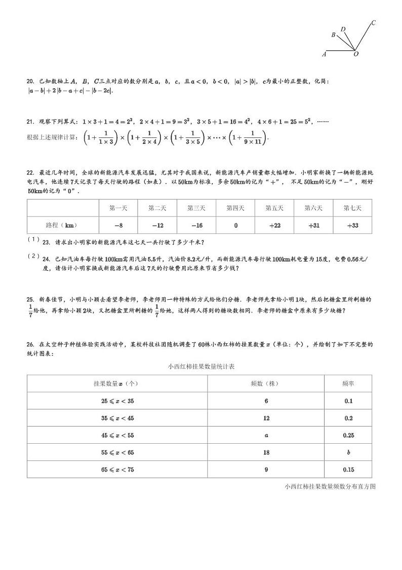 陕西省汉中市南郑区2023-2024学年七年级(上)期末数学试卷(含解析)第3页