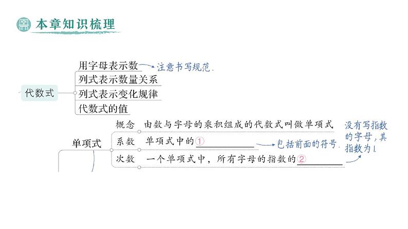 初中数学新华东师大版七年级上册第2章 整式及其加减归纳复习作业课件（2024秋）第2页