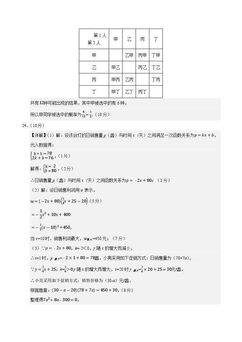 九年级数学第三次月考卷01（参考答案）（人教版）第3页