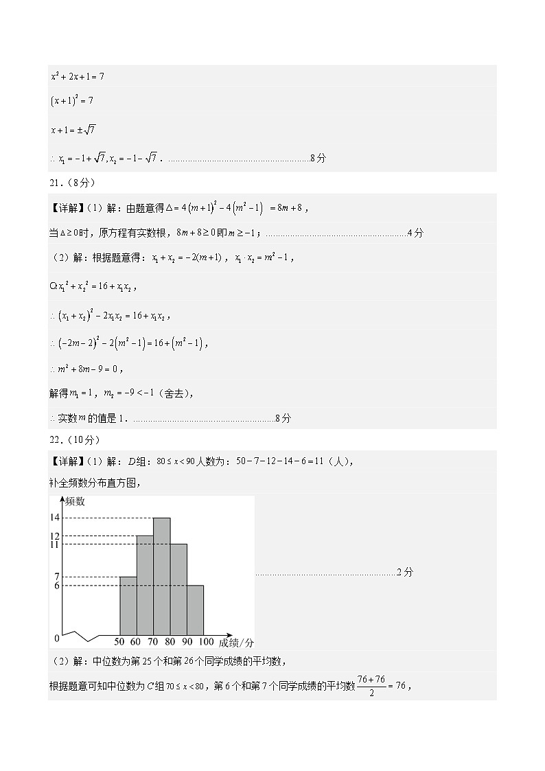 九年级数学第三次月考卷（参考答案）（无锡专用）第2页