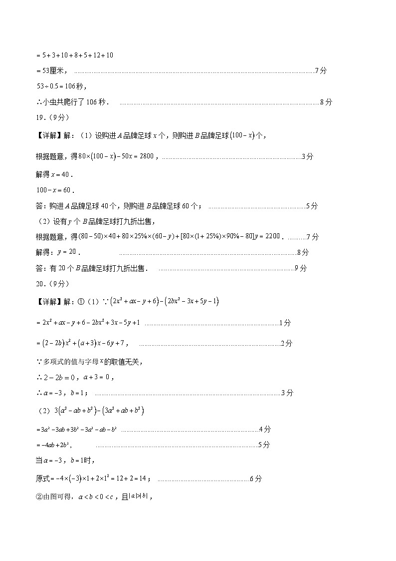 七年级数学第三次月考卷（参考答案）（山西专用）第2页