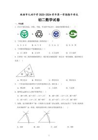 广东省珠海市九洲中学2023-2024学年第一学期期中考试八年级数学试题（含答案）