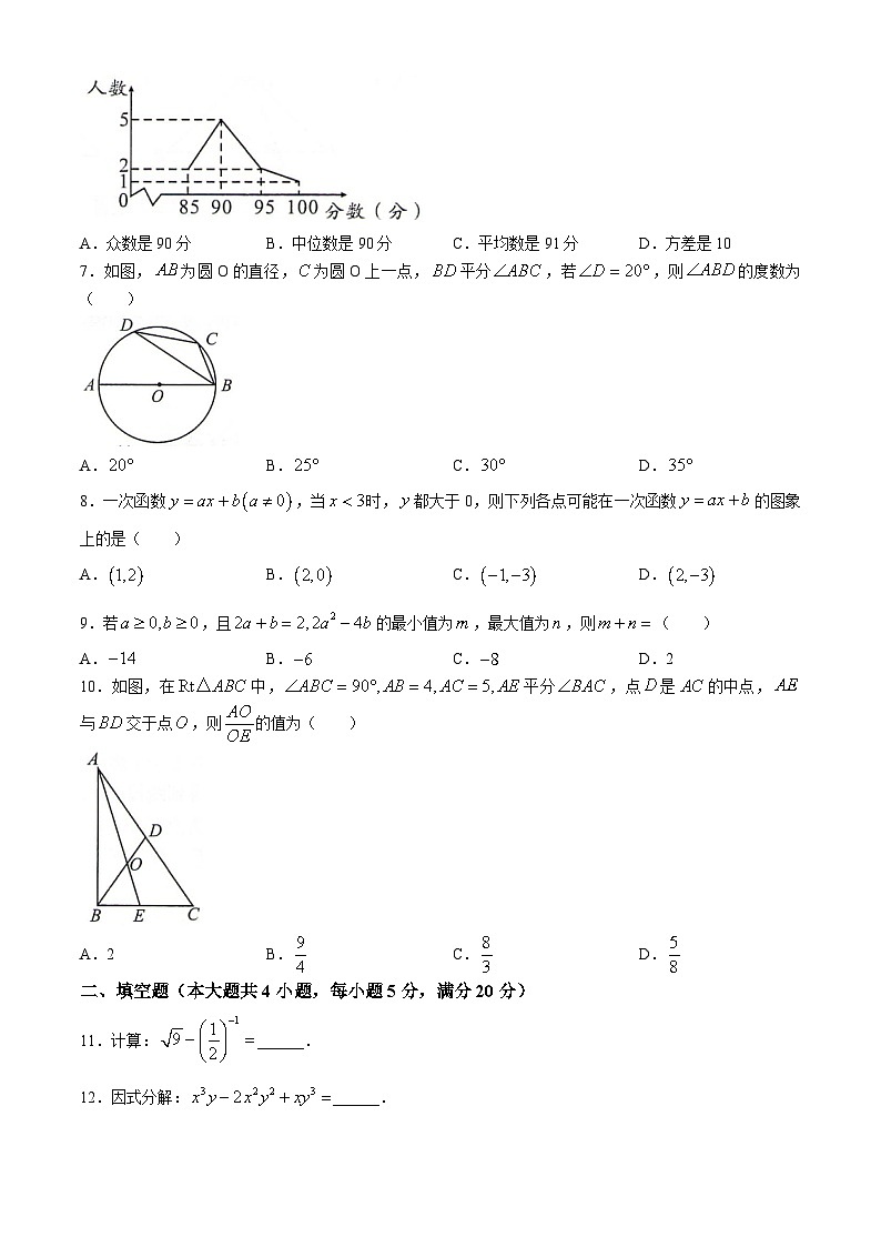 2024年安徽省滁州市全椒县中考数学一模试卷第2页