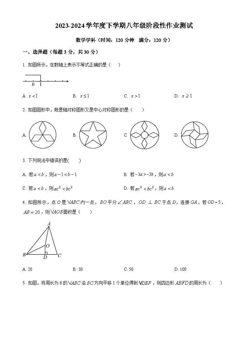 精品解析：辽宁省沈阳市第七中学2023-2024学年八年级下学期3月月考数学试题（原卷版）第1页