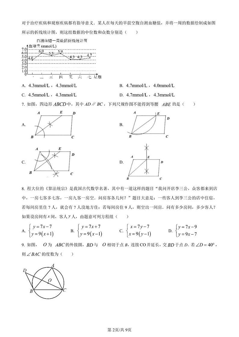 2023年广东省深圳市高级中学10校联考中考模拟数学试卷（原卷版+解析版）第2页